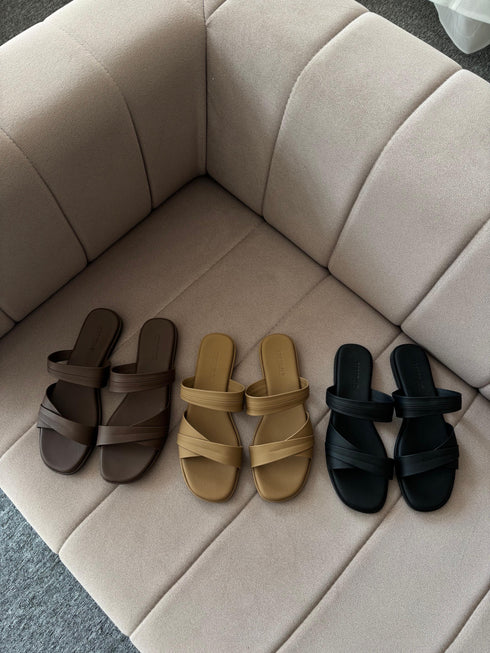 Summer Double Straps Slid-On Sandals